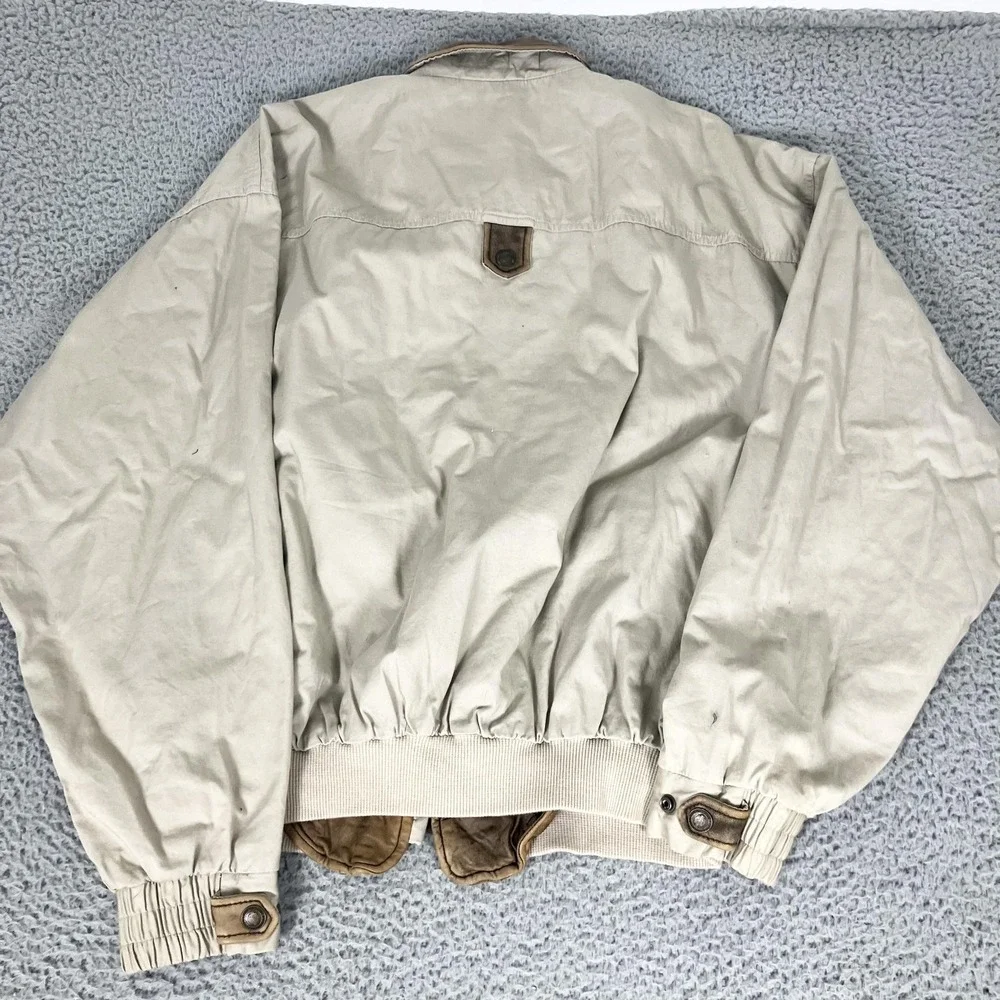 Vintage Harley-Davidson Jacket Mens 2XL Beige Canvas Leather Bomber Motorcycle